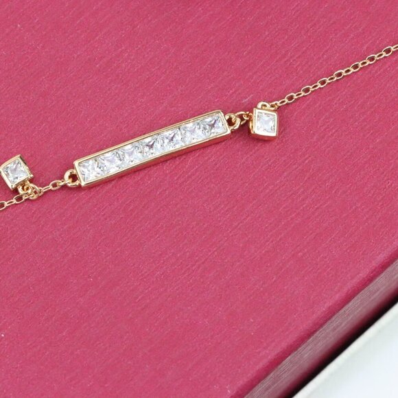 "Rose Gold Chain Bracelet with Bar and CZ Charm, Adjustable Fit, XPBL0756 - Picture 13 of 13